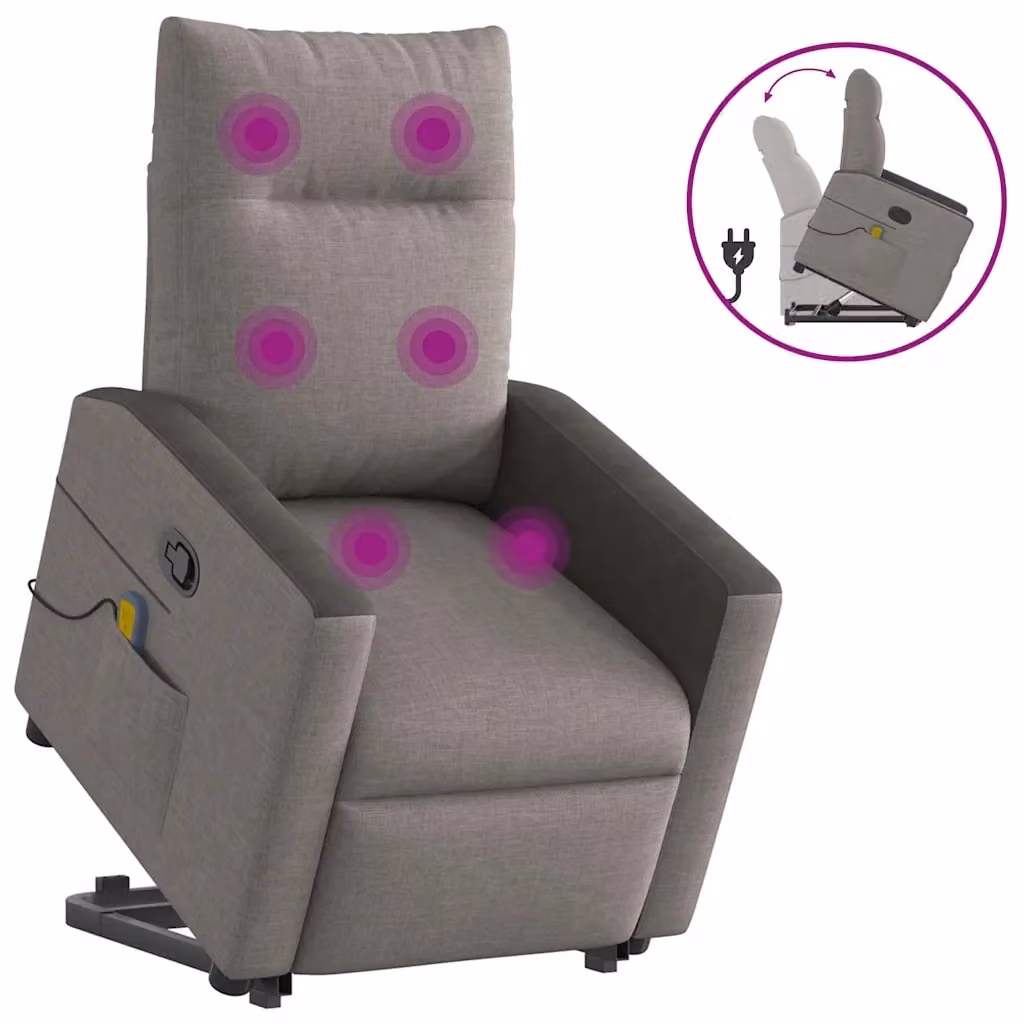 Poltrona Alzapersona Reclinabile con Assistenza Elettrica vidaXL in Tessuto Grigio e Nero per Senior – 2