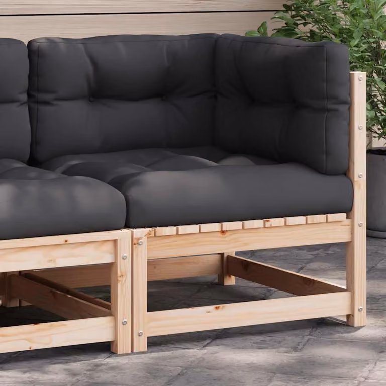 vidaXL Divano Angolare da Giardino in Legno Massello di Pino con Cuscini Imbottiti in Tessuto Antracite, Grigio o Marrone