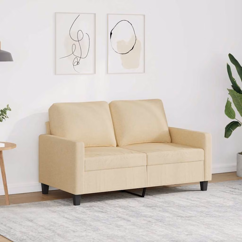 vidaXL Divano a 2 Posti Moderno in Tessuto Beige con Struttura in Metallo L: 138 cm, P: 80 cm, H: 77 cm