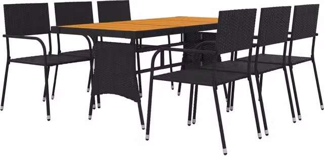Mobile da pranzo per esterni 7 pz in polyrattan nero 02_0014686