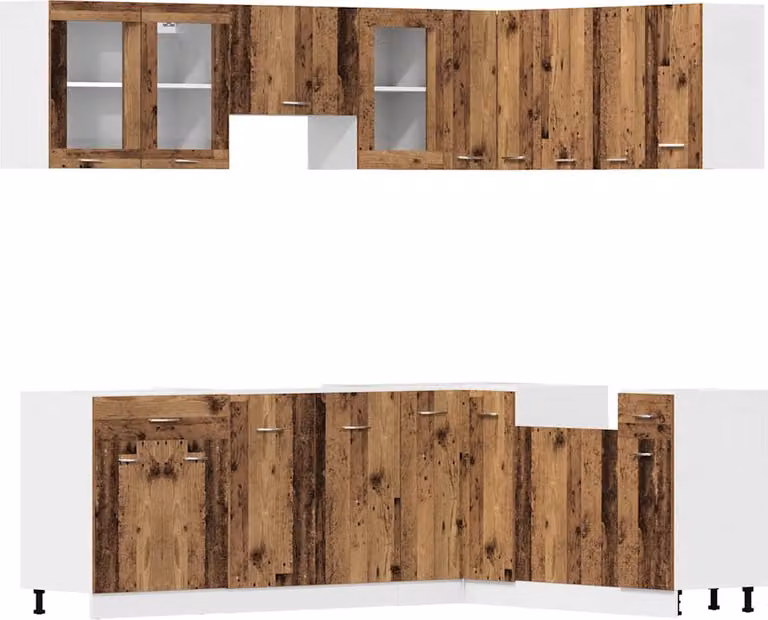 Set di Mobili da Cucina 11 pz Lyon Legno Antico in Truciolato