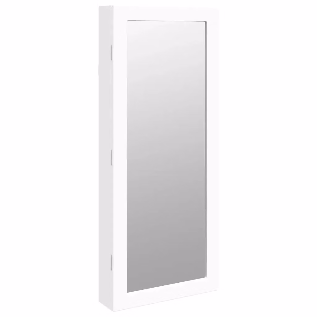 Armadio Portagioie con Specchio e Luci LED vidaXL Bianco L: 90,0 cm, H: 37,5 cm, P: 10,0 cm – 2
