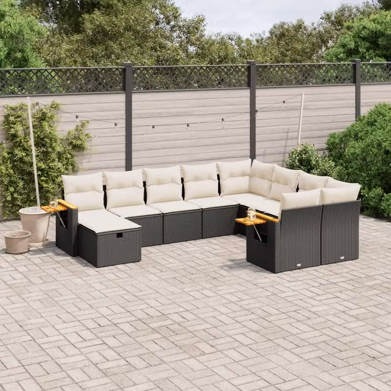 Maison Exclusive - Set Divani da Giardino 10pz con Cuscini in Polyrattan Nero