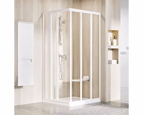 Un lato della cabina doccia RAVAK Supernova ASRV3-90 198 bianco+trasparente 15V701R2Z1