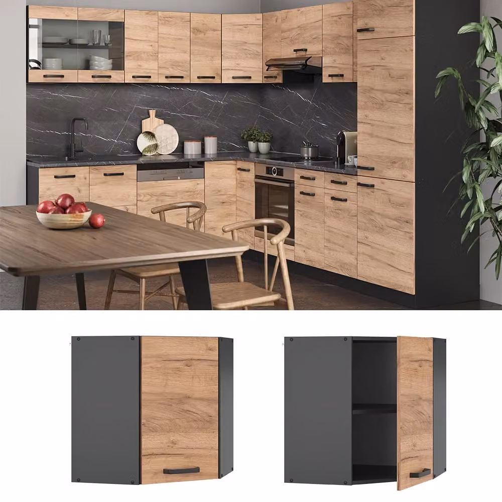 Mobile angolare da cucina Vicco R-Line in rovere e antracite L/P/H: 57 x 31 x 60 cm – 2