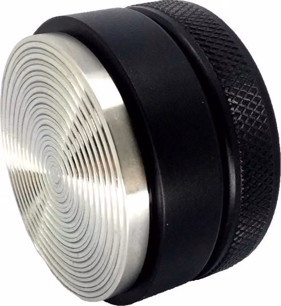 Tamper Grande Flat Scarlet Espresso in acciaio inossidabile e alluminio color argento con solchi 3D per macchine a filtro