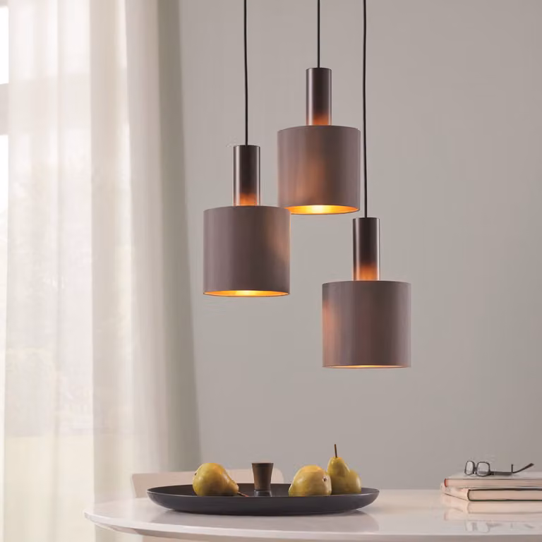 Lampada a sospensione Concessa 1 a 3 luci marrone scuro, color oro Eglo 97684