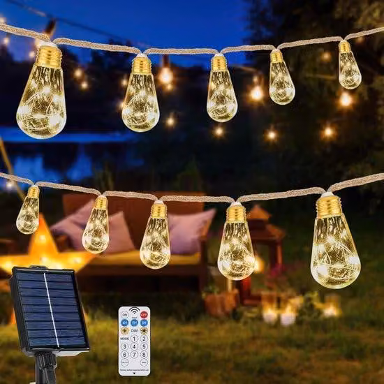 Azomor Illuminazione da esterno a energia solare con 16 luci e telecomando per giardino e feste