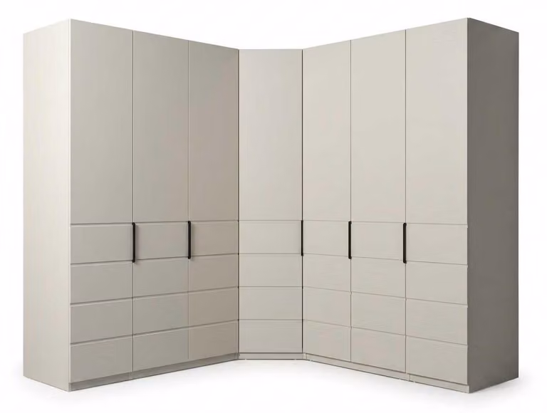 Armadio angolare, mobile angolare, beige, moderno, elegante, armadio, parete attrezzata