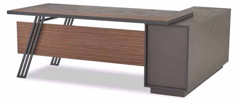 Grau-Brauner Bürotisch Designer L-Form Tisch Arbeitszimmer Ecktisch