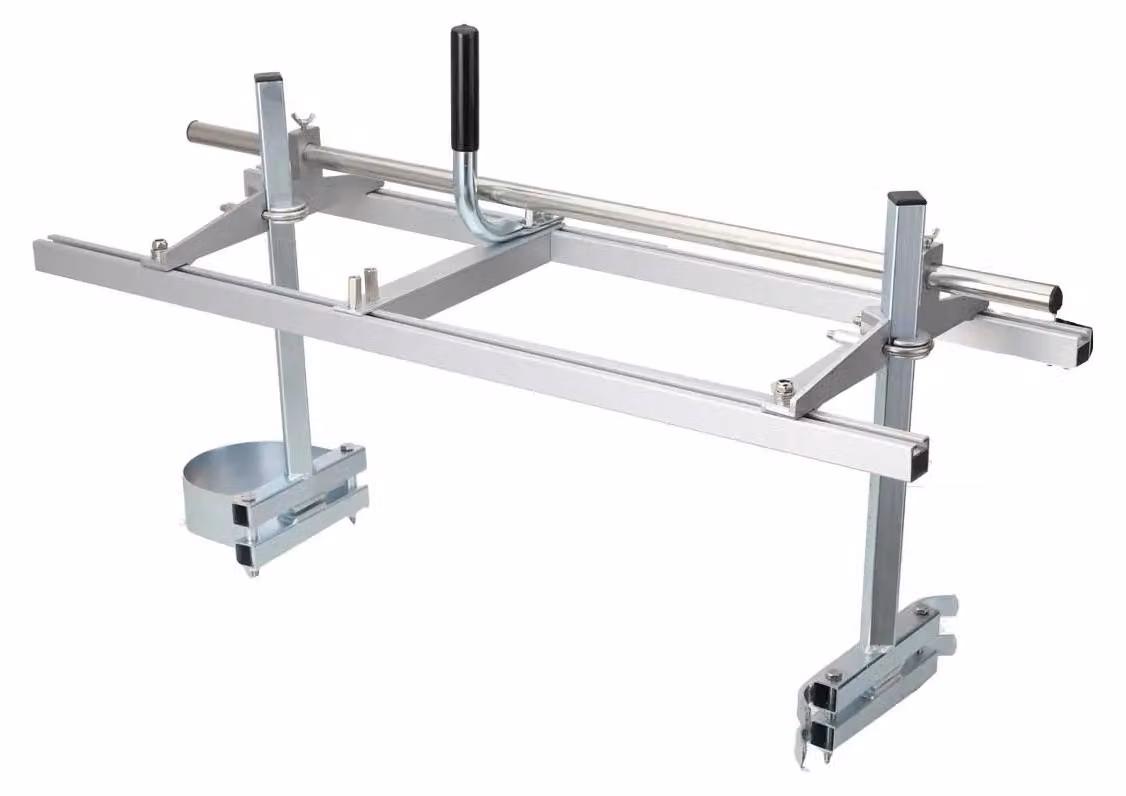 Seghetto portatile per motoseghe - Macchina per motoseghe - Lega di alluminio - Adatto per motoseghe da 35 a 61 cm - Utilizzo all'aperto - Argento