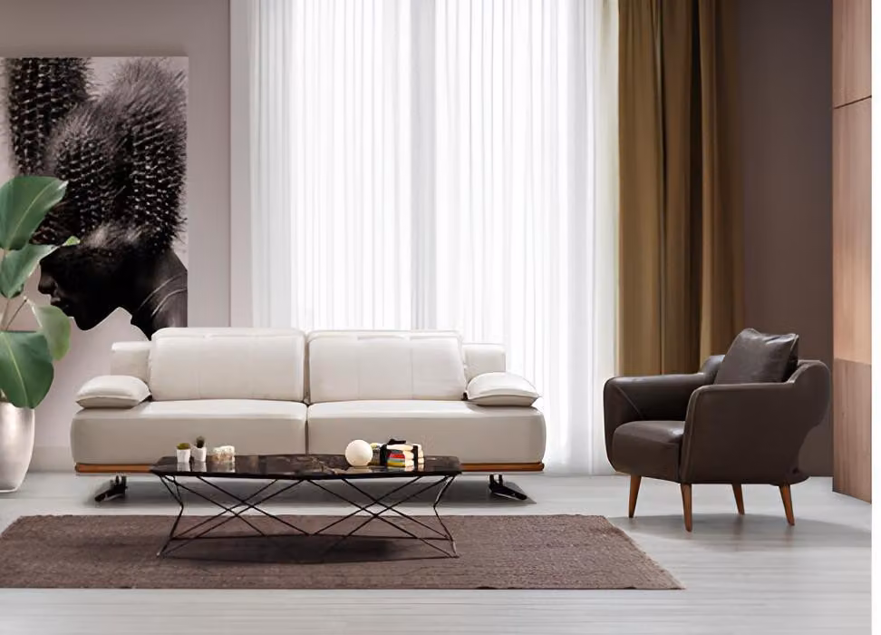 Modernes Sofa-Set: 3-Sitzer Sofa und 1-Sitzer Sessel für Wohnzimmer