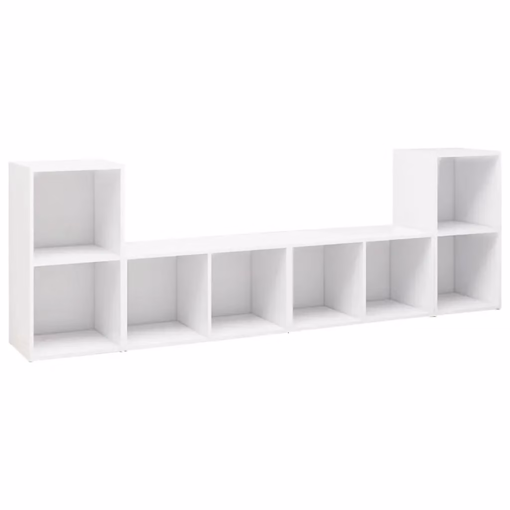 Set di 4 mobili porta TV vidaXL in legno multistrato bianco, stile classico per soggiorno, L 72 cm x P 35 cm x H 36,5 cm – 2
