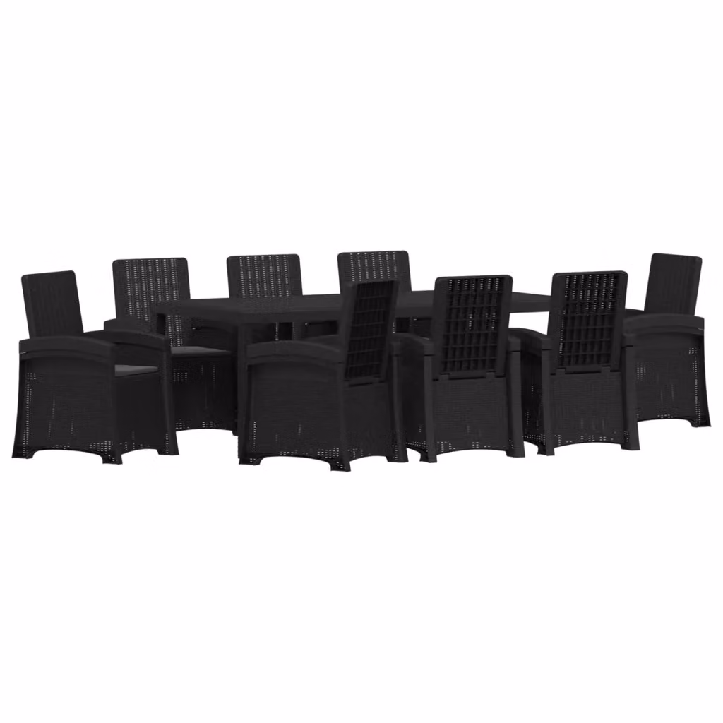 Set da pranzo per giardino e terrazza vidaXL in rattan sintetico antracite 9 pezzi – 2
