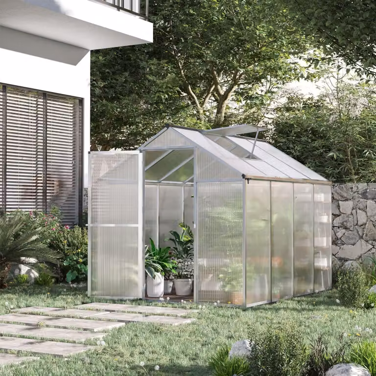 Serra da giardino - Serra da coltivazione - Serra - Struttura in alluminio - 4,6 m² - Finestra sul tetto e porta con serratura
