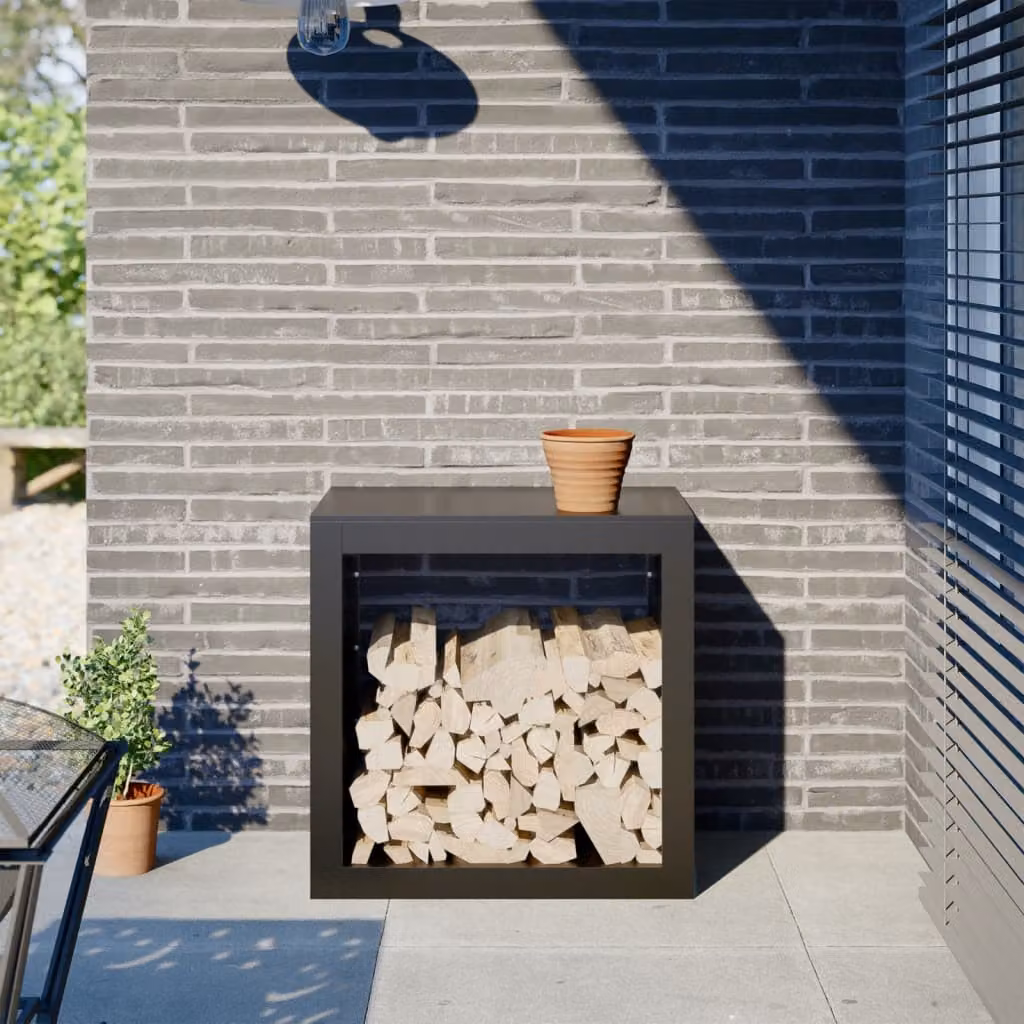 Rastrelliera per legna da ardere vidaXL in acciaio nero L 60 cm x P 40 cm x H 60 cm