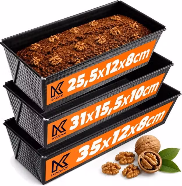 Teglia da forno rettangolare Kadax in acciaio al carbonio antiaderente nera per pane e torte