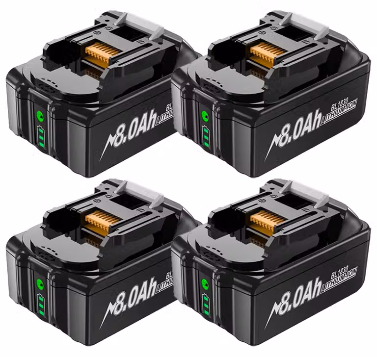 Batteria 18V - Batteria di ricambio BL1830 agli ioni di litio - 8000mAh, alta capacità - Compatibile con BL1815, BL1840, BL1860 - Per utensili a batteria - Confezione da 4
