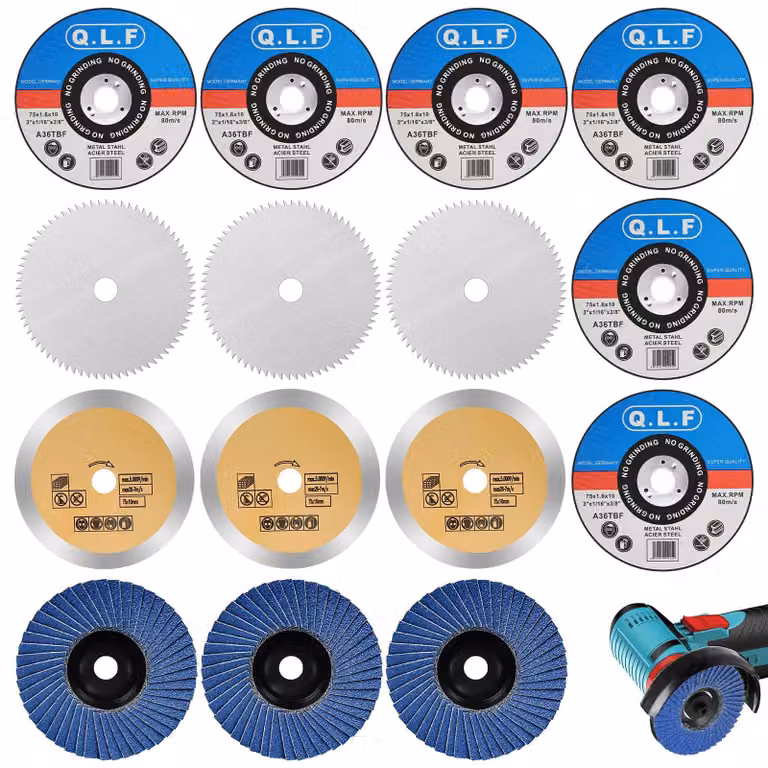 Smerigliatrice angolare da 76 mm, set con 15 dischi abrasivi universali professionali