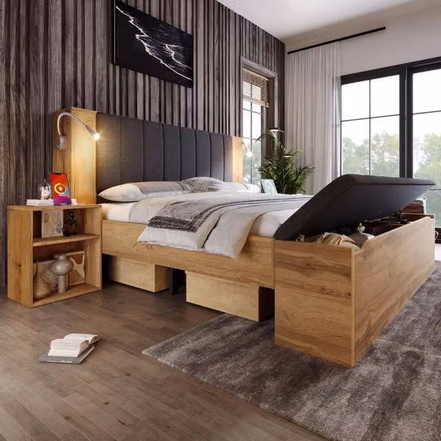 letto matrimoniale legno quercia 160 x 200 cm