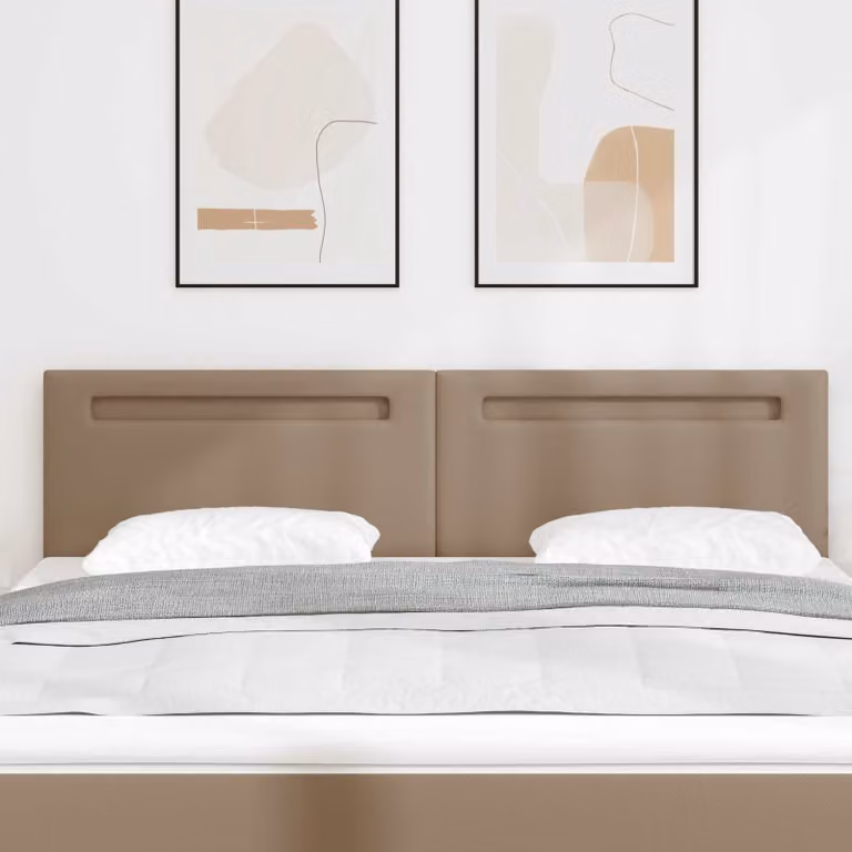 Testiera per letto vidaXL con illuminazione LED in pelle sintetica color cappuccino, Larghezza: 180 cm