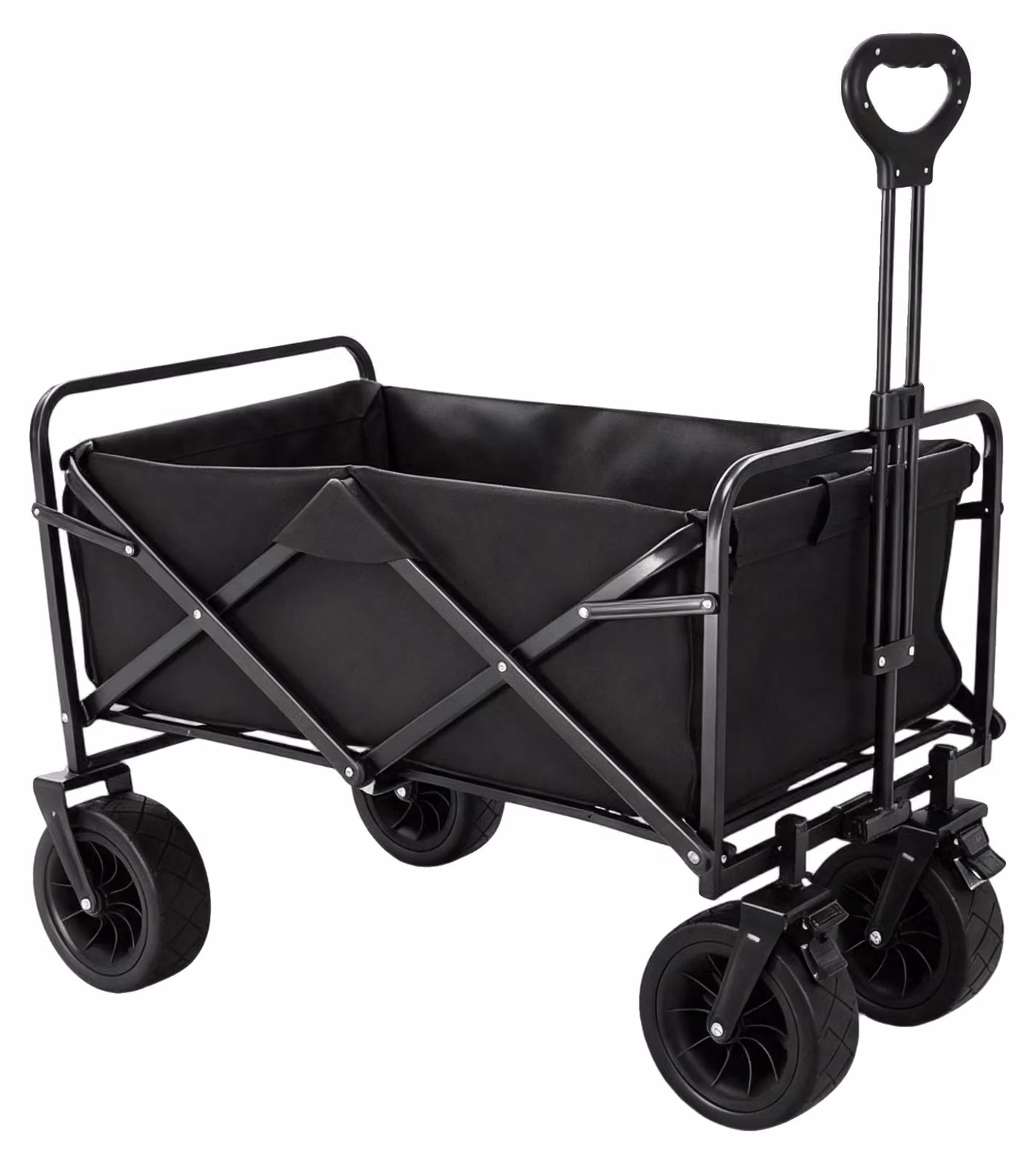 Carrello a mano, capacità di carico 150 kg, ruote girevoli a 360°, colore nero