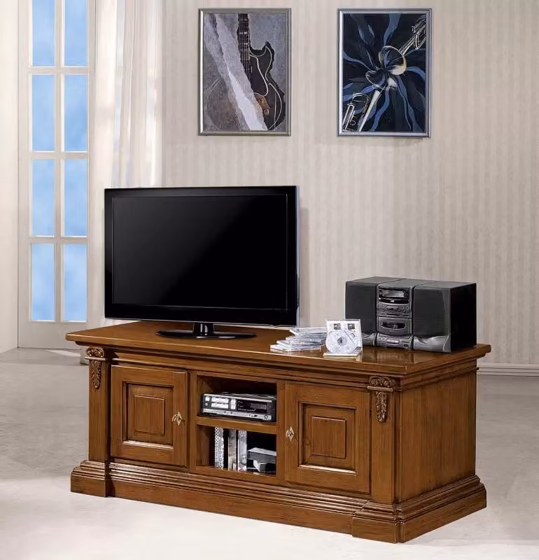 Porta TV in legno stile arte povera con 2 ante color noce Mobili 2G L/P/H: 158 x 60 x 62 cm – 3