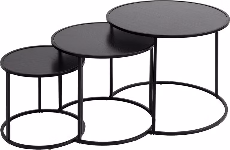 Atmosphera | Set di tavolini - 3 pezzi - Nero - Design moderno - Funzionalità ed eleganza