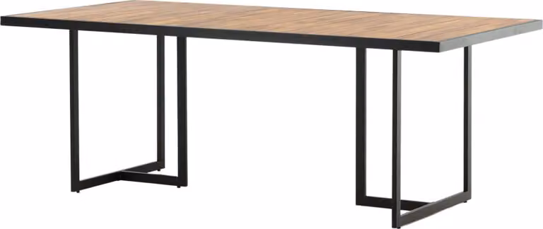 Tavolo da pranzo per esterni FURNLUX Khung Acacia e Nero 100cm / Colore principale: Marrone / Dimensioni: 100 x 200 x 75 cm