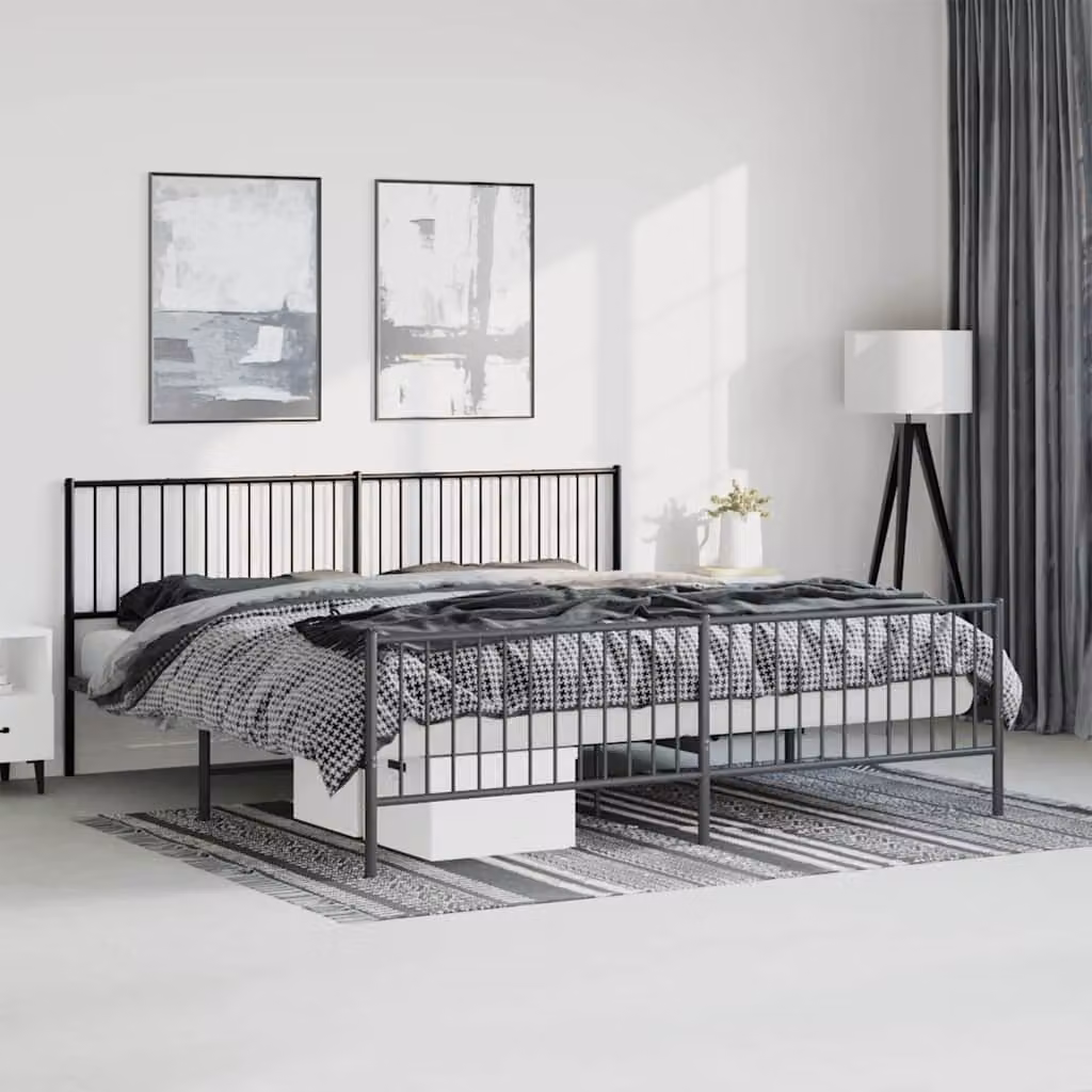 vidaXL Giroletto con Testiera e Pediera in Metallo Nero L: 198 cm, P: 90,5 cm, H: 207 cm