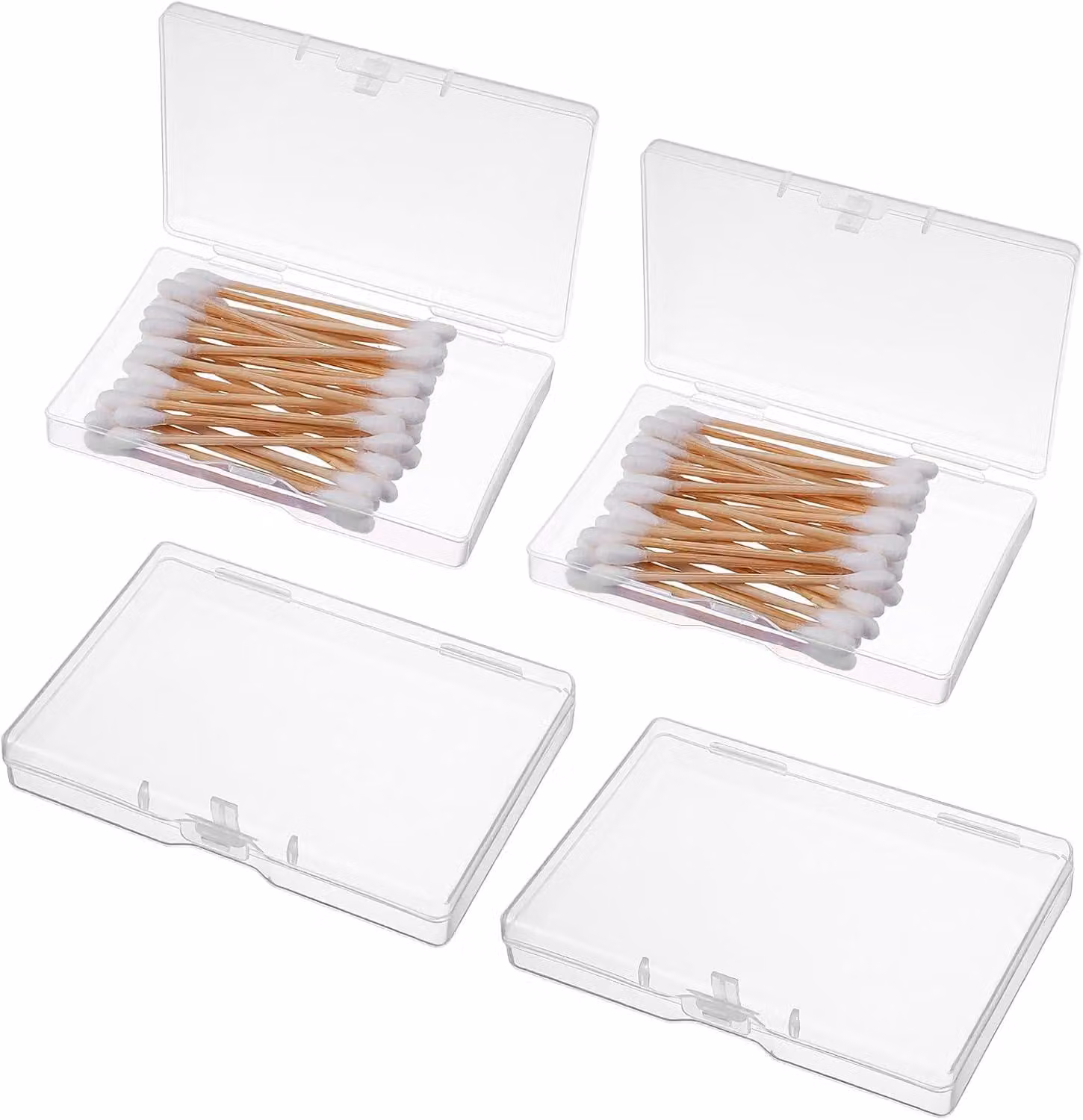 Mini contenitori trasparenti, 10 x 7 x 1,8 cm, confezione da 4, ideali per materiali da artigianato