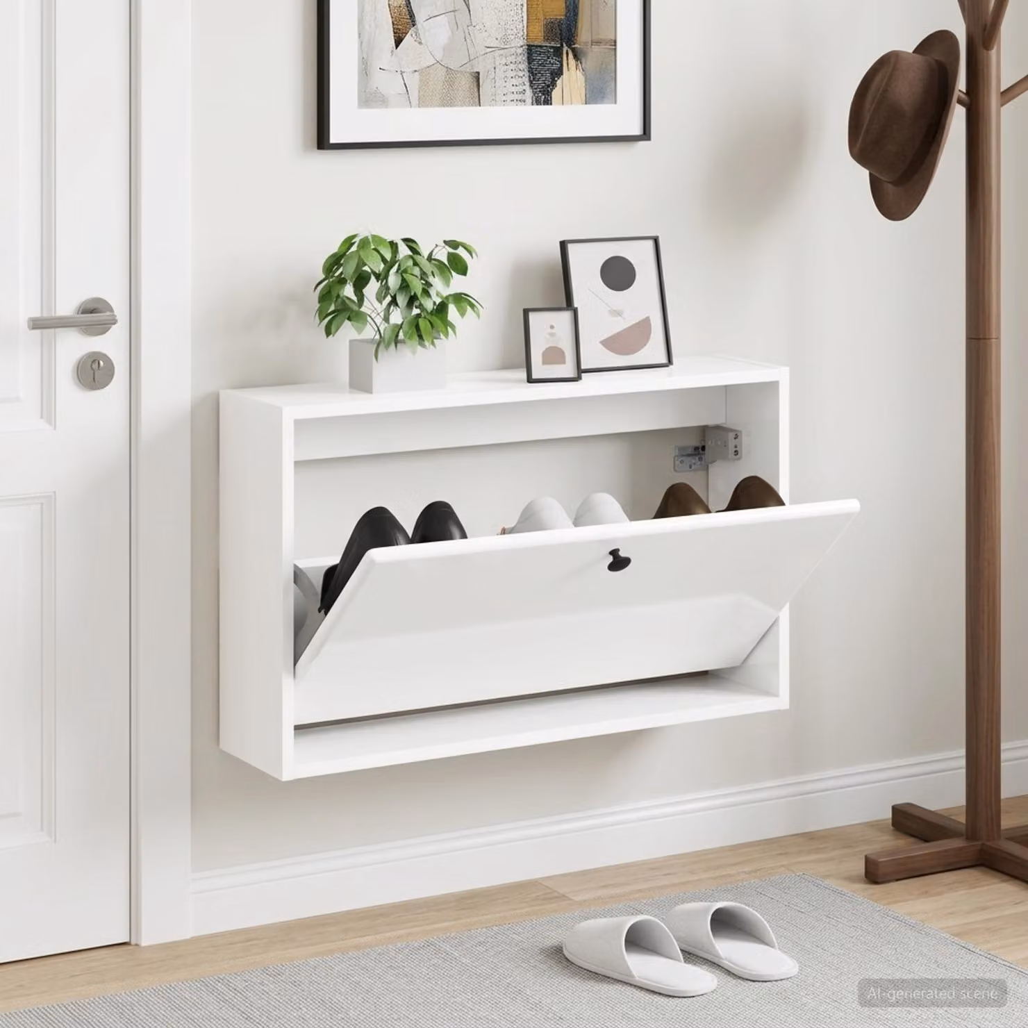 vidaXL Mobiletto per Scarpe da Muro BREDA Moderno Lucido L: 71 cm, P: 17 cm, H: 43 cm