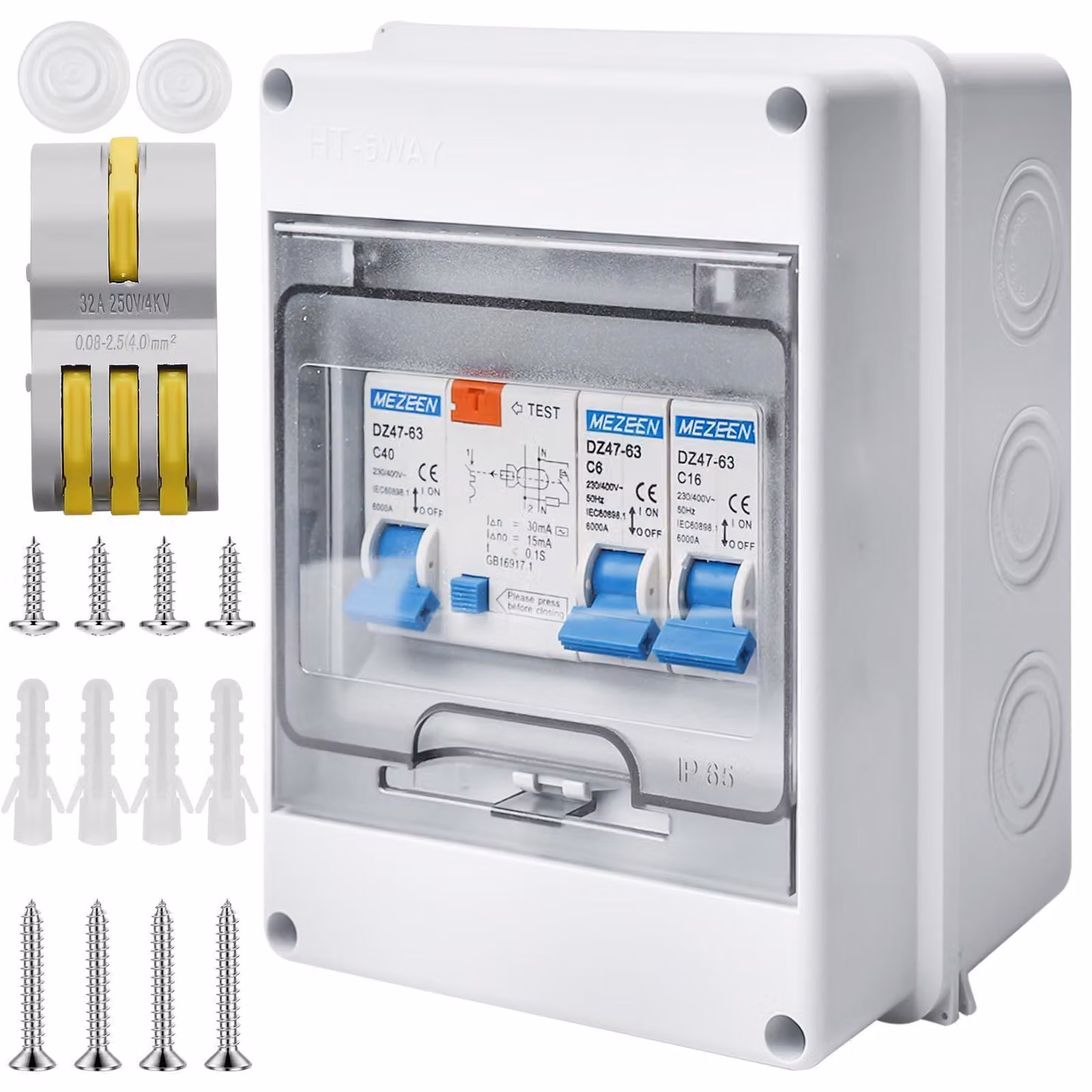Quadro elettrico da parete, grado di protezione IP65, piccolo quadro di distribuzione con interruttore AC da 32 A