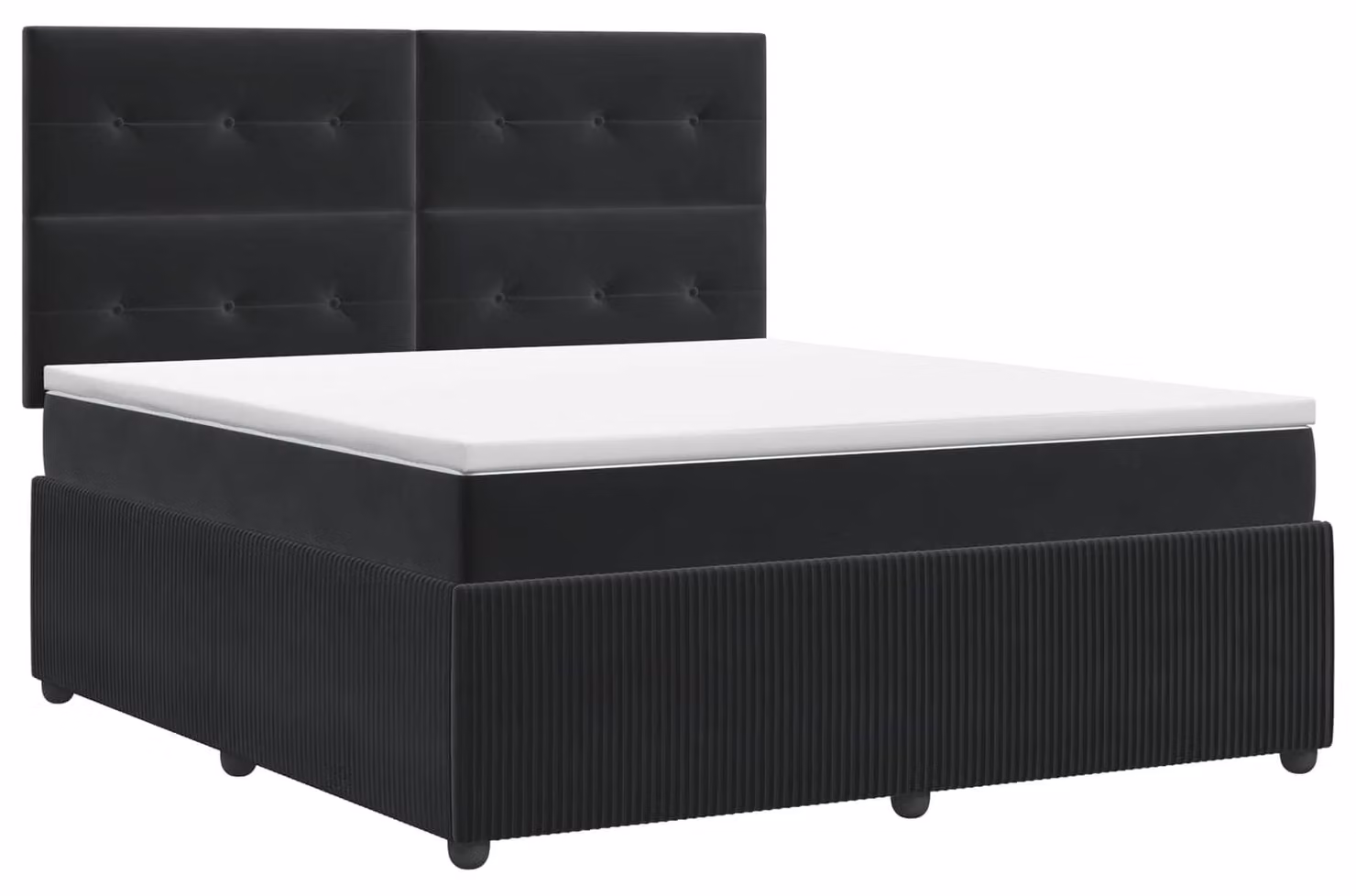 Letto a molle con materasso nero 140 x 200 cm in velluto