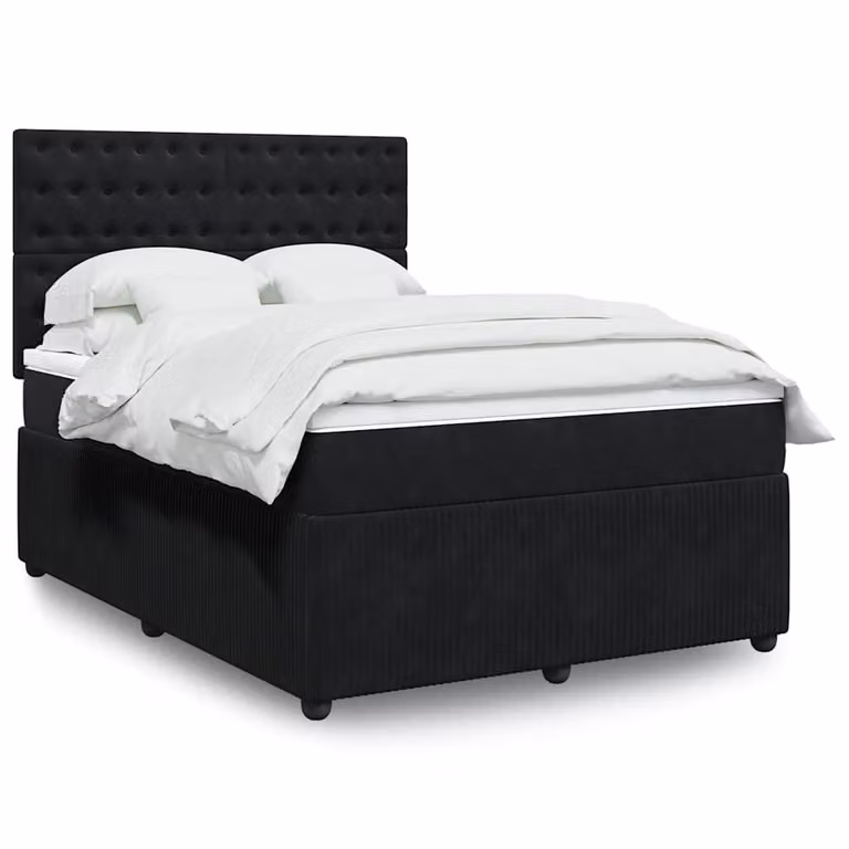 vidaXL Giroletto a Molle con Materasso in Velluto Nero L/P/H: 140 x 200 cm