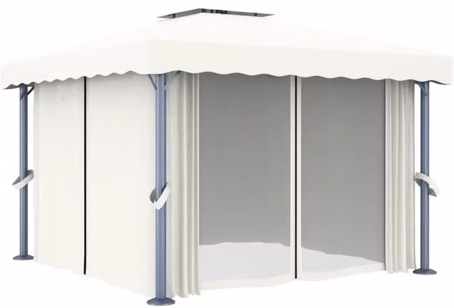 Gazebo con Tende 3x3 cm Bianco Crema Alluminio 3053377