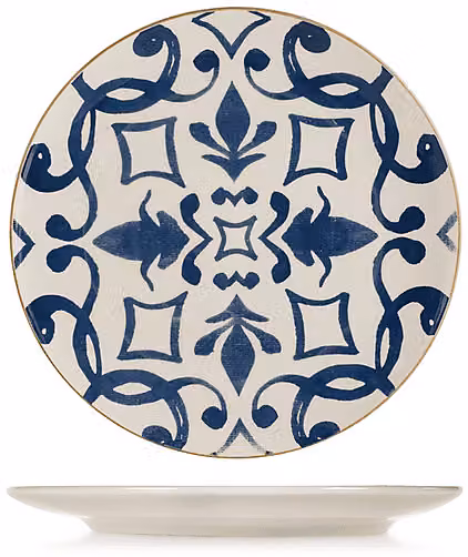 Servizio da tavola Beatriz H&H in stoneware da 18 pezzi, decoro floreale blu