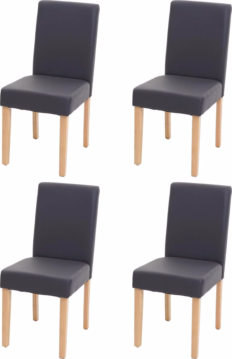 Set di 4 sedie da sala da pranzo Sedie da cucina classiche e intramontabili MVG | A x L x P 90 x 43 x 56 cm | Altezza seduta 45 cm | Pelle finta | Gambe chiare | Grigio opaco