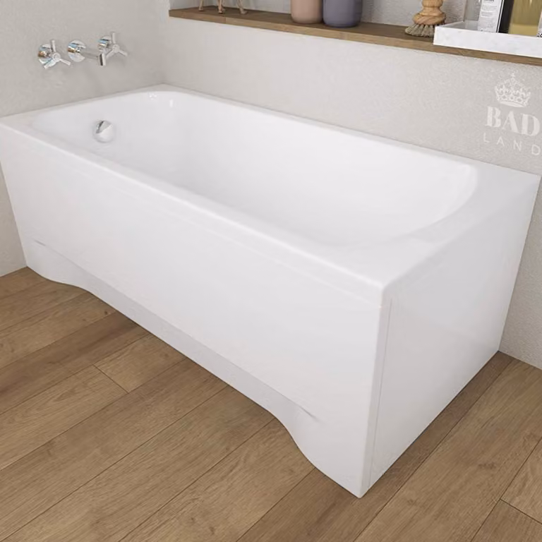 Vasca rettangolare 180x80 con grembiule in acrilico, set di scarico e piedini GRATUITI | Set completo 4in1 Vasca originale in acrilico con sifone | BADLAND CLASSIC