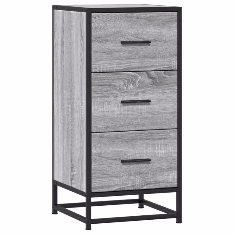 Credenza Grigio Sonoma 35,5x35x76 cm in Truciolato e Metallo
