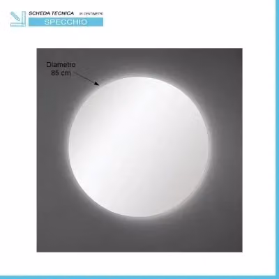 Specchio tondo INBAGNO con illuminazione perimetrale a LED bianco, Diametro: 85 cm – 2