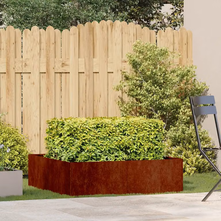 vidaXL Vaso da giardino in metallo marrone L: 100 cm, P: 100 cm, H: 30 cm