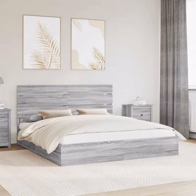 Letto con Contenitore con cassetto Grigio Sonoma 180 x 200 cm 3411882