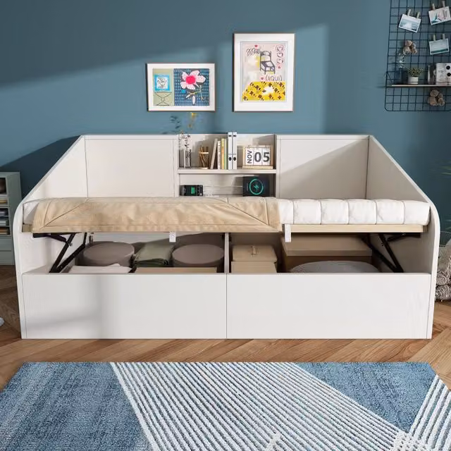 letto giornaliero in legno bianco 90 x 190 cm