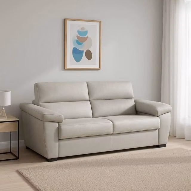 Divano Letto 2 Posti Fisciano DMORA Beige con Copertura Sfoderabile e Funzione Letto, L: 205 cm, P: 95 cm