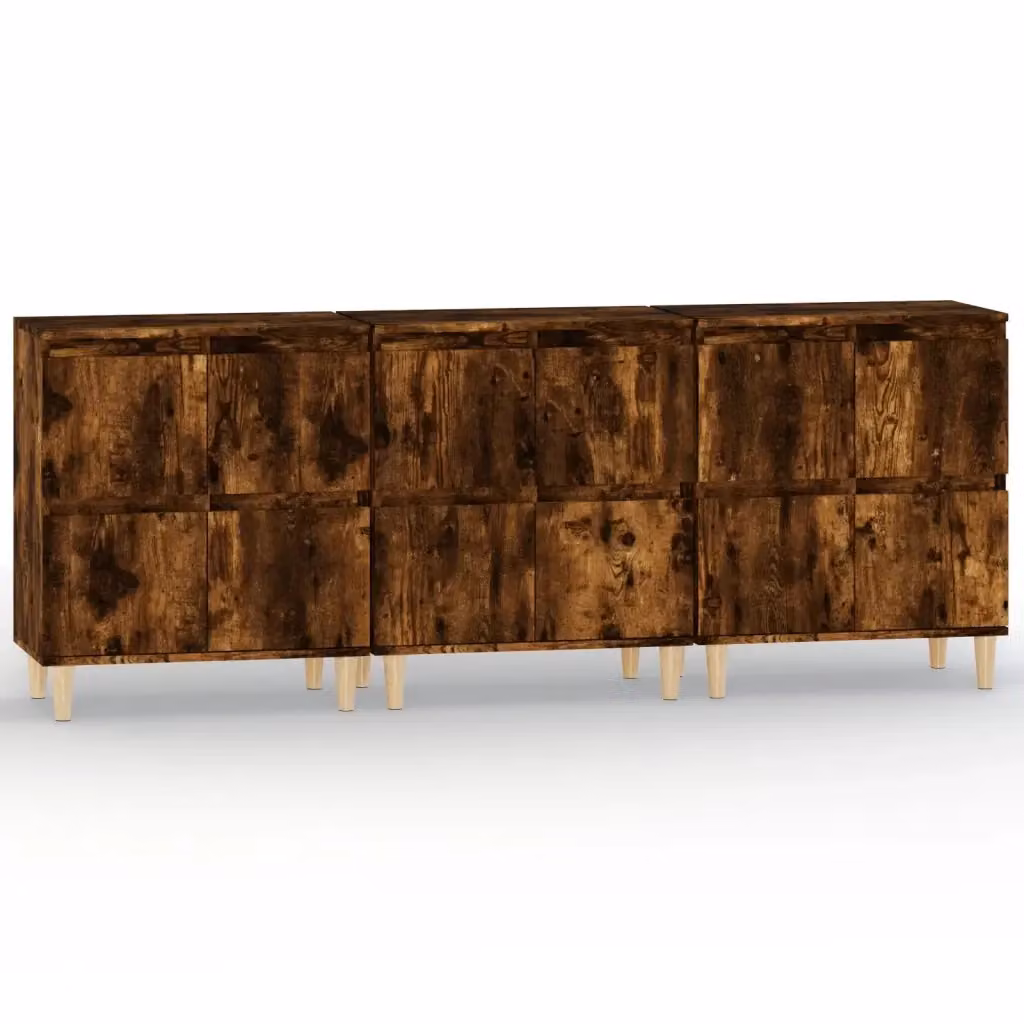 Set di 3 Credenze vidaXL in Legno Marrone Opaco, Appese a Parete, L/P/H: 60 x 35 x 70 cm – 2