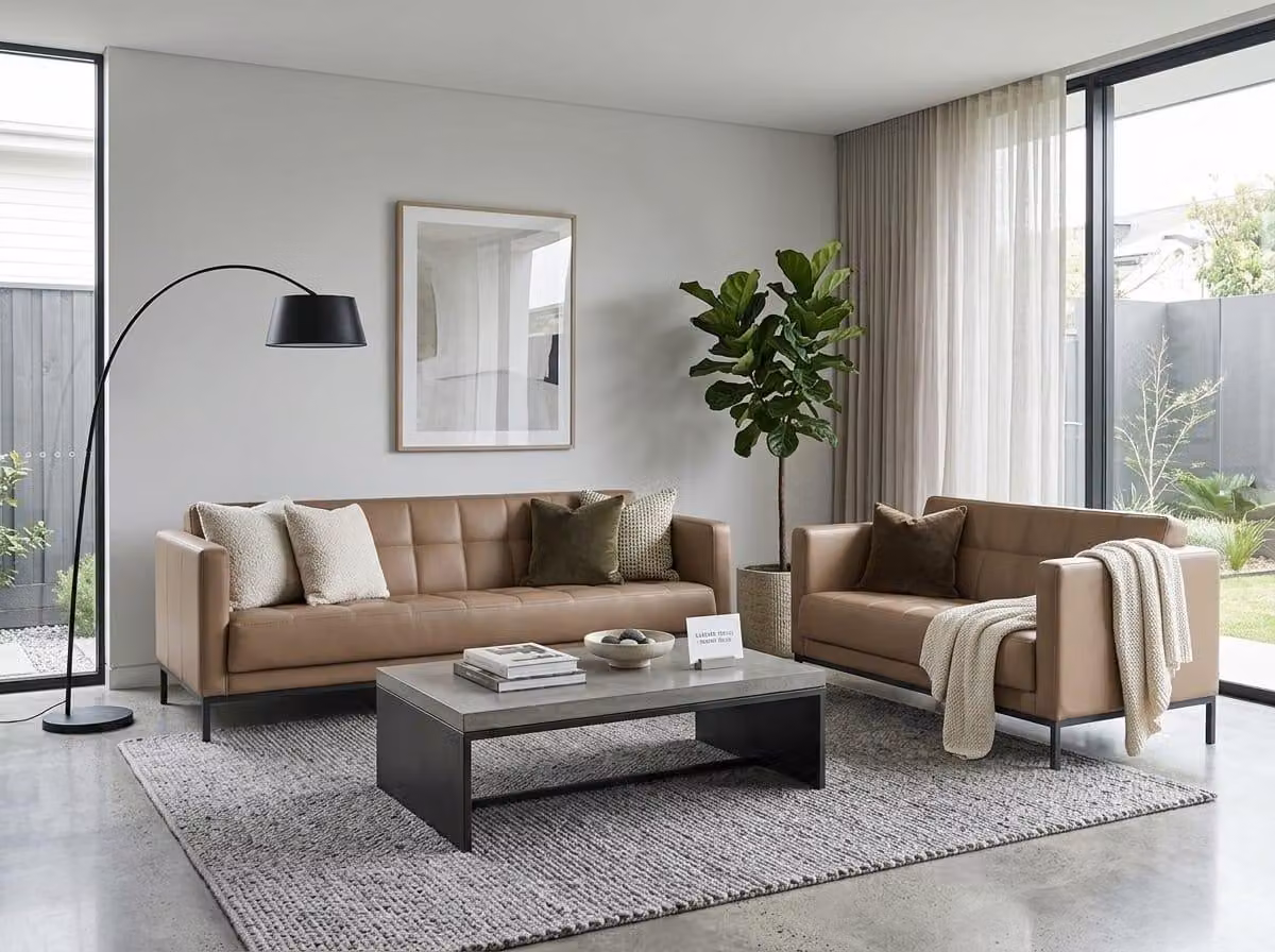 Sofa 3-Sitzer Sofa 2-Sitzer braun modern elegant funktional vielseitig