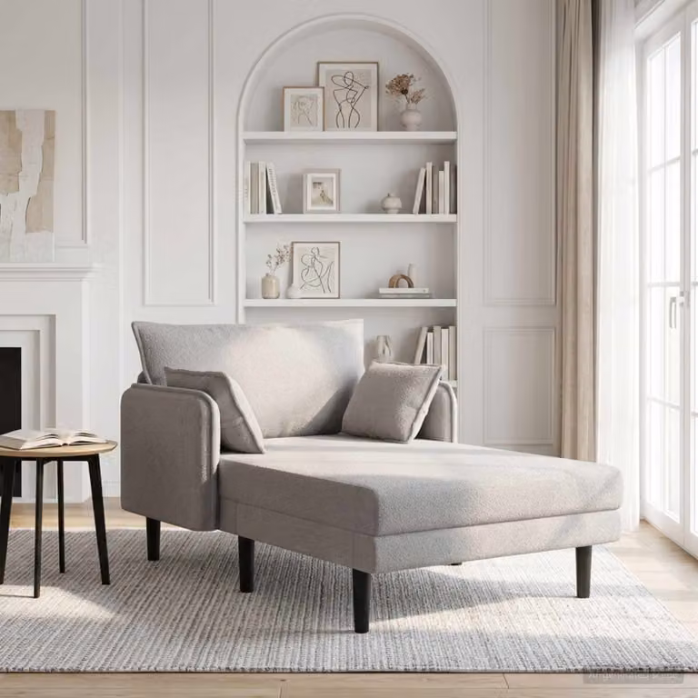 vidaXL Chaise longue oversize moderna in tessuto bouclé grigio con cuscini inclusi L: 173 cm, P: 114 cm, H: 86 cm