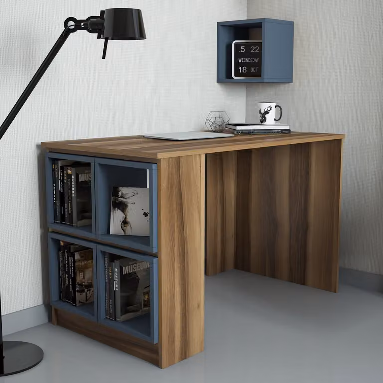 Skye Decor, Box - Walnut, Chalcedony, scrivania, noce, 100% pannelli truciolari rivestiti in melamina, 120 x 65 x 75 cm