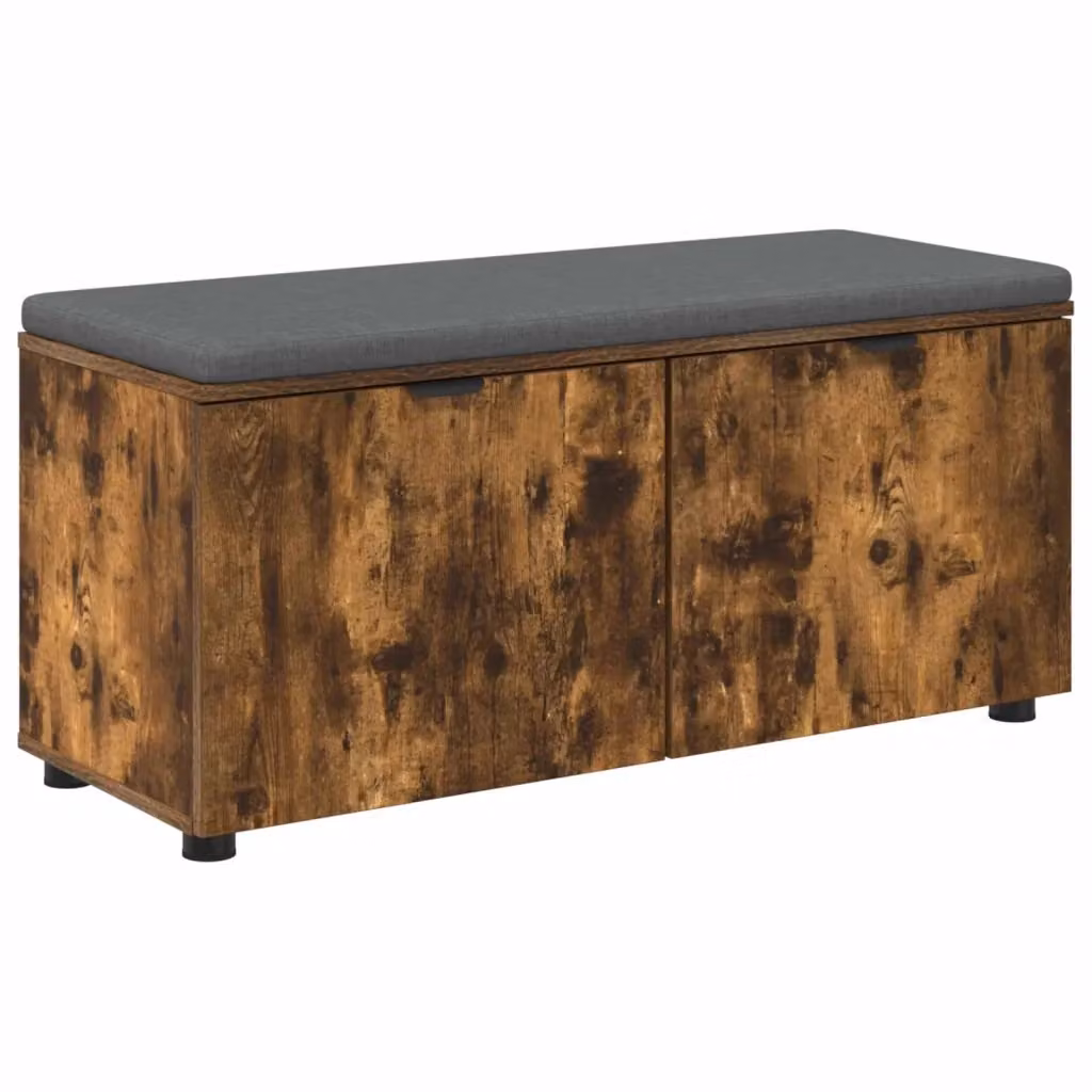 Panca per ingresso con cuscino vidaXL in rovere fumè, L 100 x P 38 x H 46 cm – 2